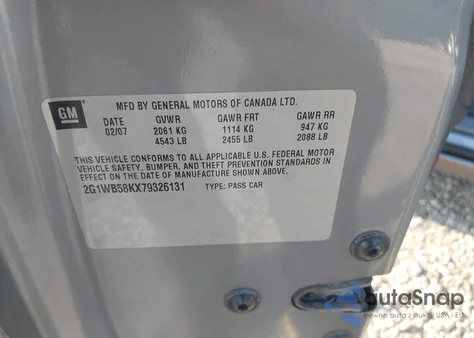 2007 Chevrolet Impala Ls z USA, uszkodzony, nr VIN 2G1WB58KX79326131